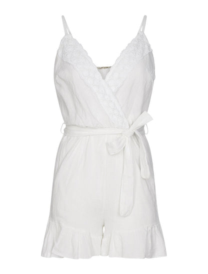 Combishort coton et lin - blanc - 3