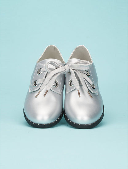 Derbies unies à oeillets - argent - 6