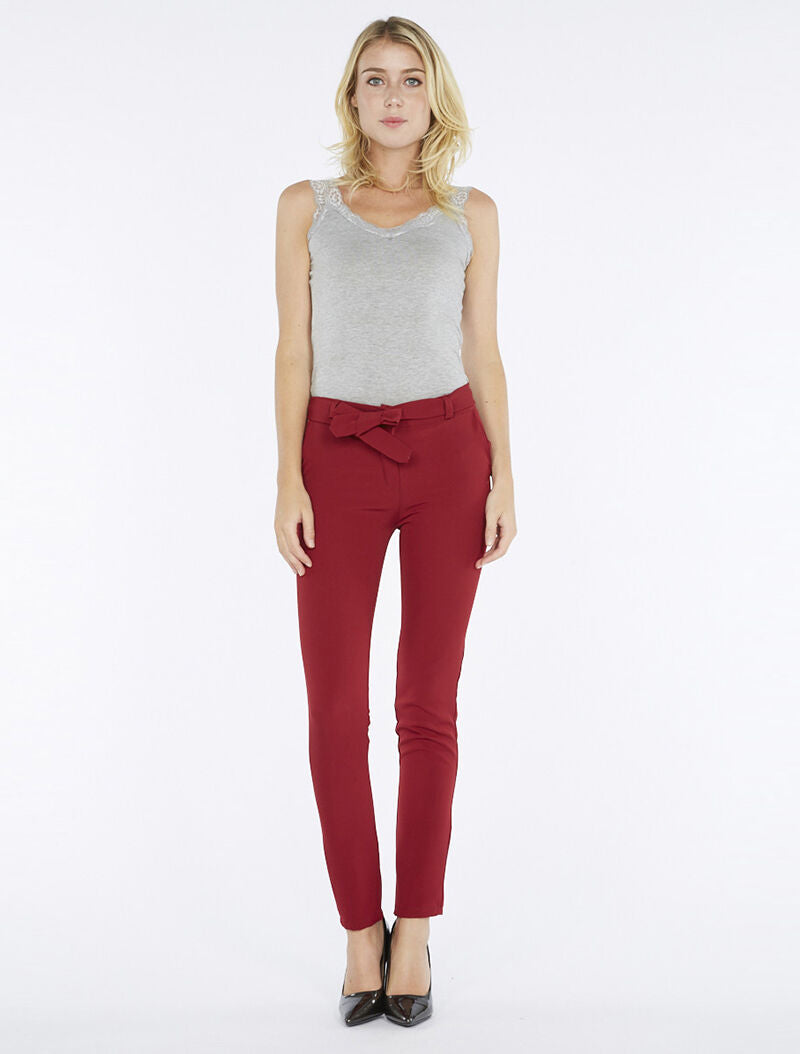 Pantalon de tailleur ceinture à nouer - bordeaux - 2