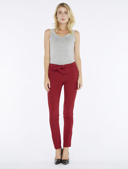 Pantalon de tailleur ceinture à nouer - bordeaux - 2