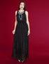 Robe longue plastron bijoux - noir - 1