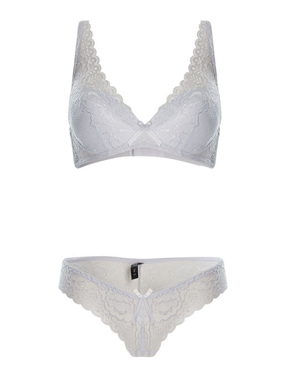 Ensemble SG et culotte en dentelle fine - blanc - 1