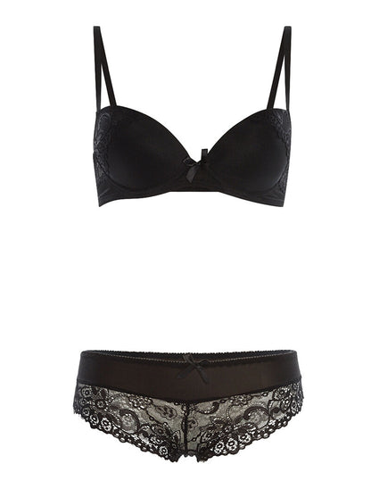 Ensemble SG et culotte bord dentellé - noir - 3