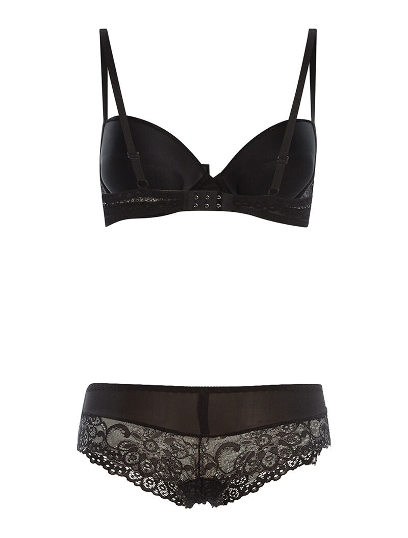 Ensemble SG et culotte bord dentellé - noir - 2