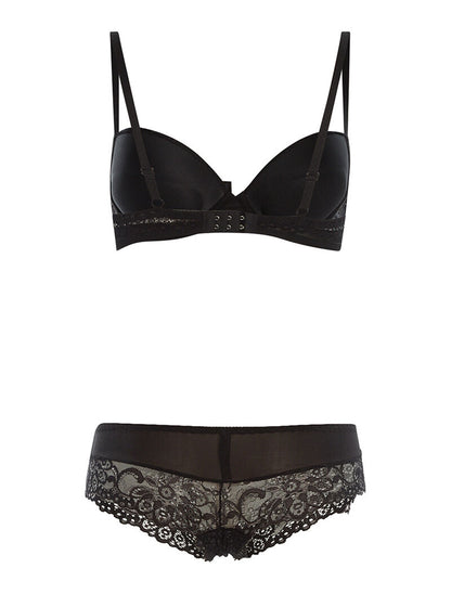Ensemble SG et culotte bord dentellé - noir - 2