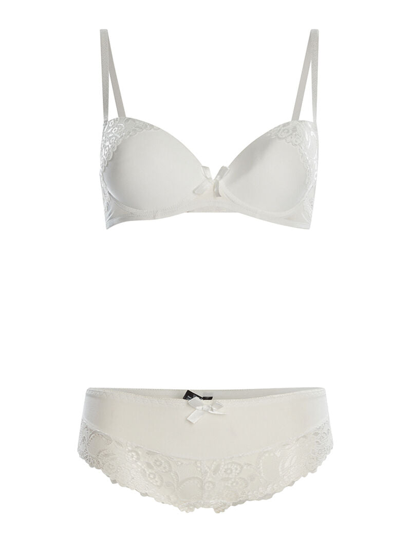 Ensemble SG et culotte bord dentellé - blanc - 3