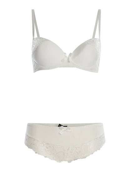 Ensemble SG et culotte bord dentellé - blanc - 3