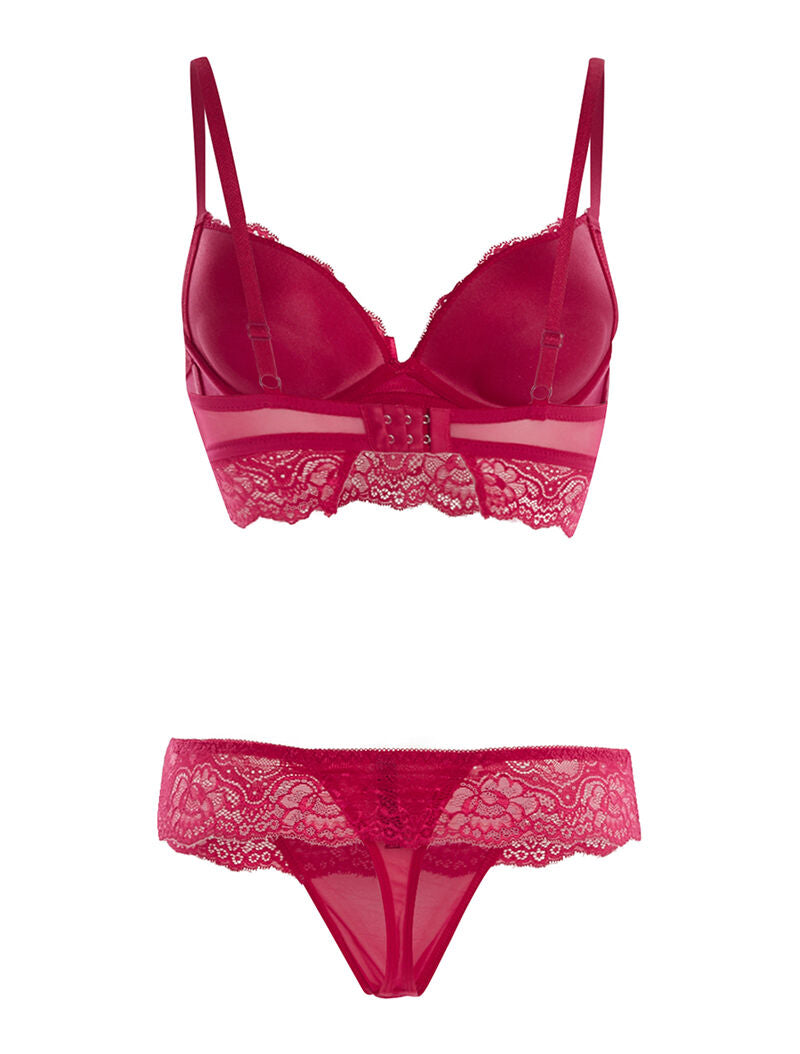 Ensemble SG et string à bord dentelle - rouge - 2