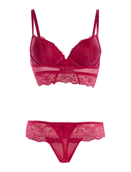Ensemble SG et string à bord dentelle - rouge - 2