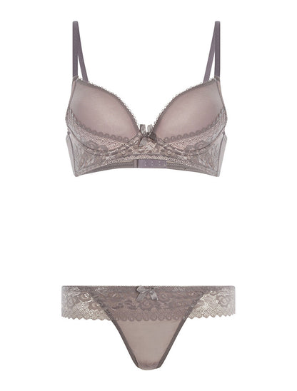 Ensemble SG et string à dentelle - gris - 3
