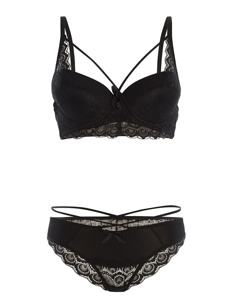 Ensemble SG et culotte lace à bord dentelle - noir - 3