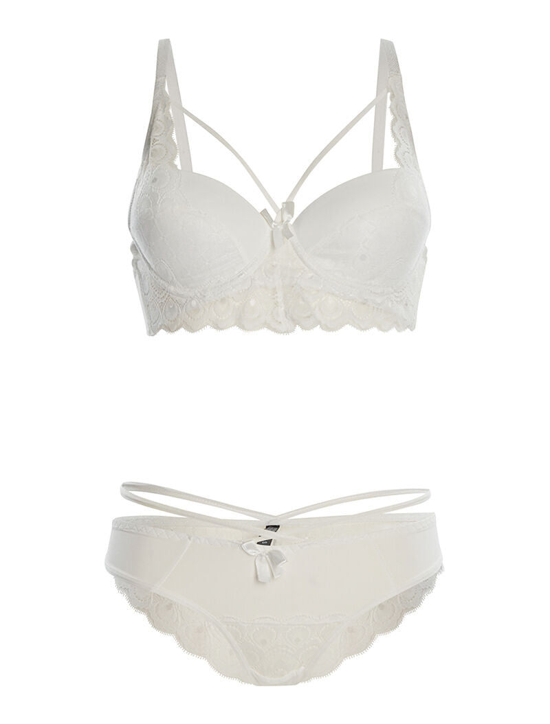 Ensemble SG et culotte lace à bord dentelle - blanc - 1