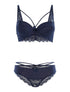 Ensemble SG et culotte lace à bord dentelle - marine - 1