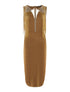 Robe à buste frangé - camel - 1