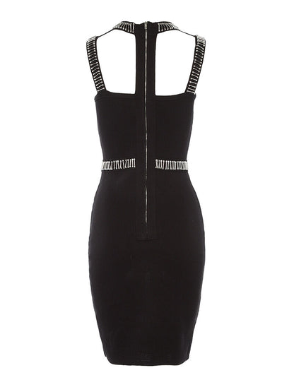 Robe côtelée col ajouré - noir - 5