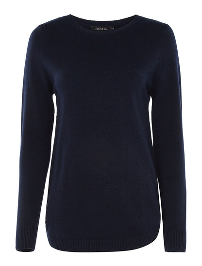 Pull points en relief - marine - 1