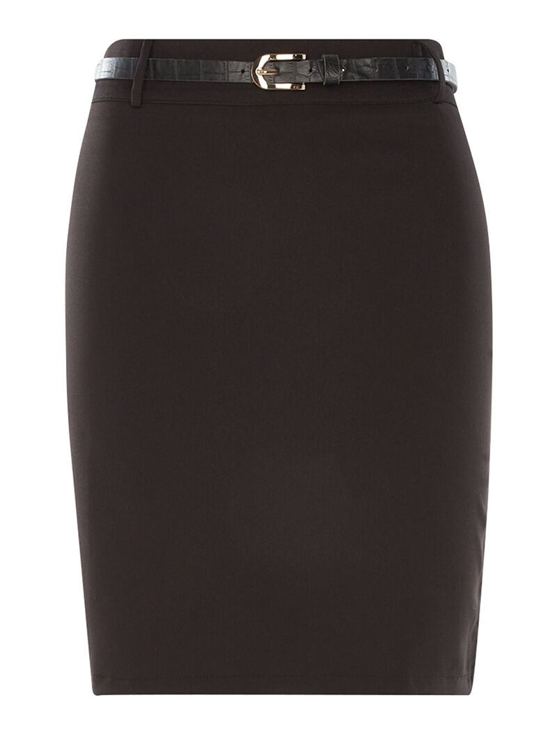 Jupe droite ceinturée - noir - 3