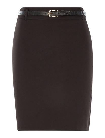 Jupe droite ceinturée - noir - 3