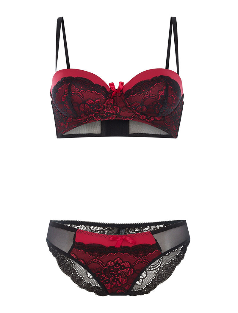 Ensemble SG à corbeille et culotte - noir/rouge - 1