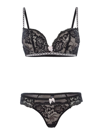 Ensemble SG et string liseré contrasté - noir/rose - 3