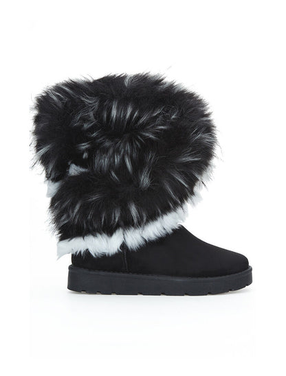 Boots fourrées asymétrique à fourrure - noir - 1