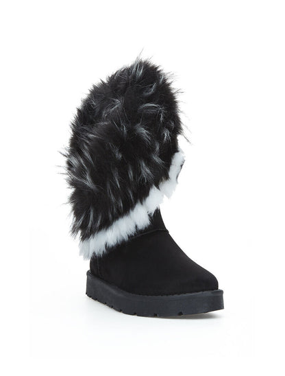 Boots fourrées asymétrique à fourrure - noir - 2