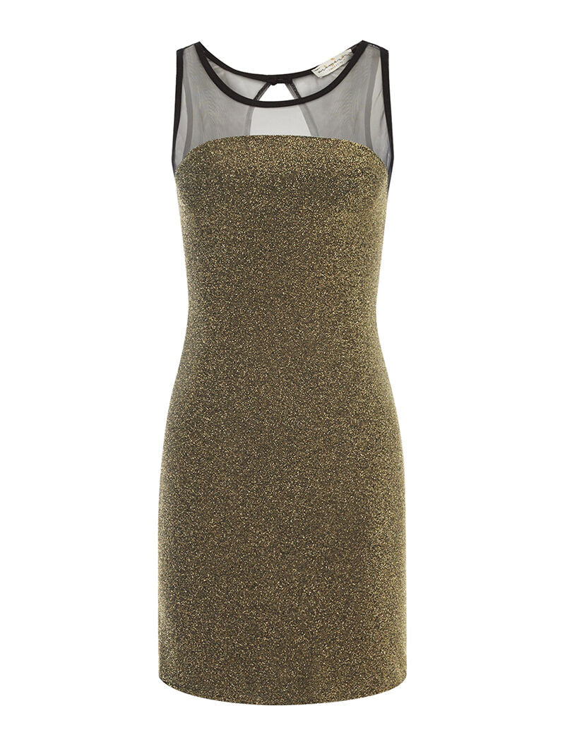 Robe courte pailletée dos ouvert - or - 3