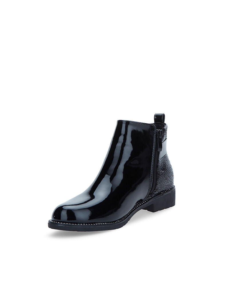 Bottines vernis ornées de brillants - noir - 3