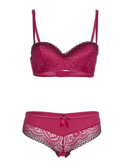 Ensemble SG et culotte dentelle - fushia - 1