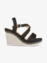 Compensées style damier et brides croisées - Noir - 1