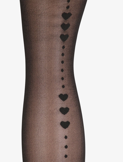 Collants en voile à bas à couture coeur - Noir - 2