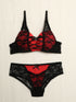 Ensemble sexy à corsage - Rouge/noir - 1