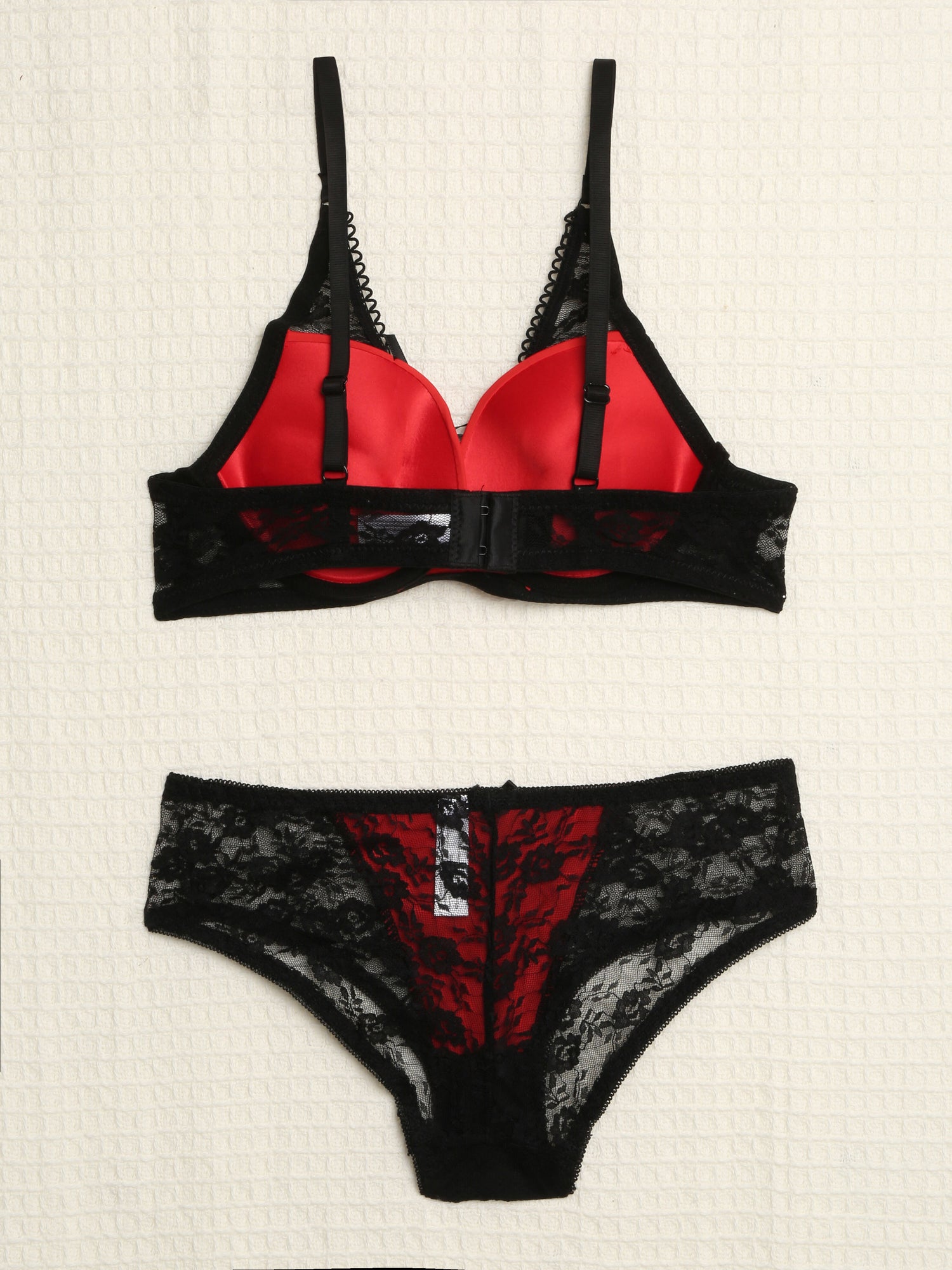 Ensemble sexy à corsage - Rouge/noir - 2