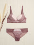 Ensemble en dentelle et zig-zag - Rose parme - 1