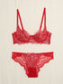 Ensemble en dentelle contrastant - Rouge - 1