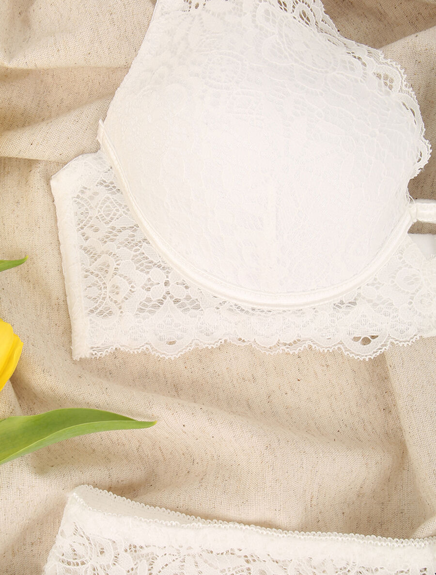 Ensemble en dentelle à motifs fleuris - Blanc - 3