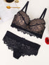 Ensemble en dentelle et en résille - Marine - 1
