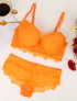 Ensemble en dentelle et en résille - Orange - 4