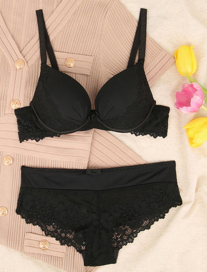 Ensemble emboitant en résille et en dentelle - Noir - 1