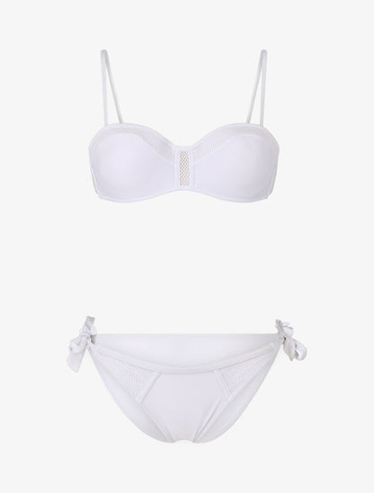 Bikini à détail en dentelle - Blanc - 4