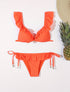 Bikini volanté à détail bijoux ananas - Orange fluo - 1
