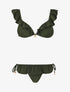 Bikini volanté à détail bijoux ananas - Kaki - 1