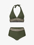 Bikini taille haute à motifs grecque - Kaki - 4
