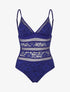 Maillot de bain en dentelle ajourée - Bleu - 1