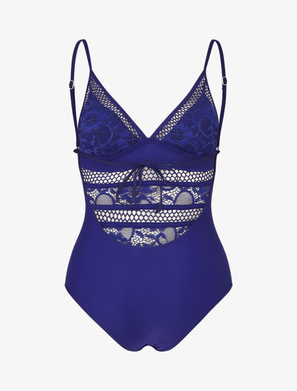Maillot de bain en dentelle ajourée - Bleu - 2
