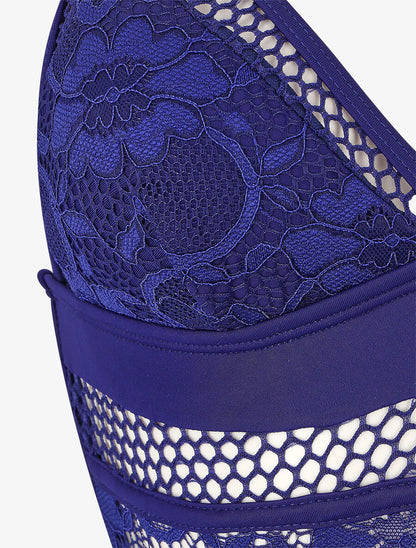 Maillot de bain en dentelle ajourée - Bleu - 3
