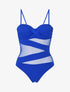 Maillot de bain à empiècements en tulle - Bleu électrique - 1