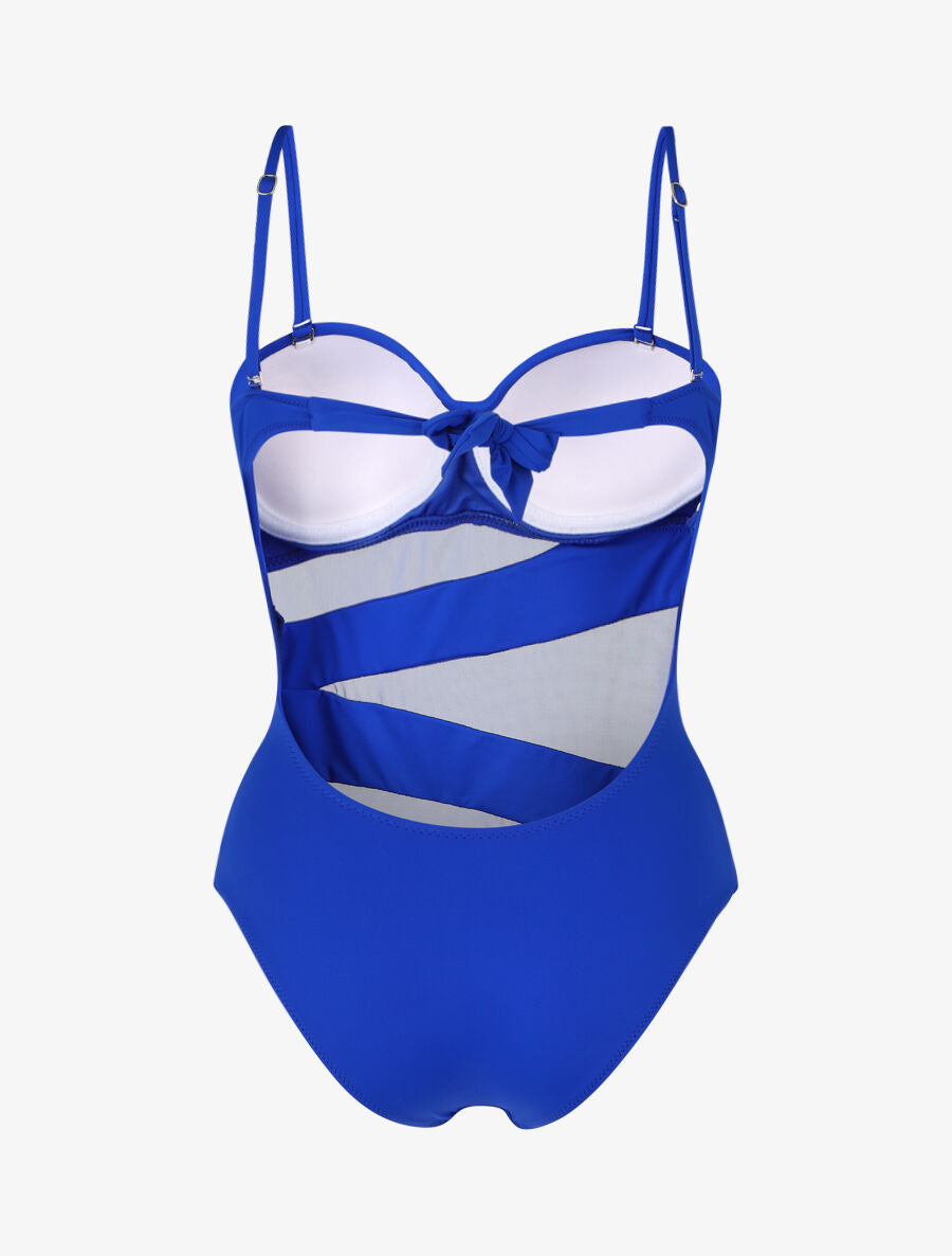 Maillot de bain à empiècements en tulle - Bleu électrique - 2