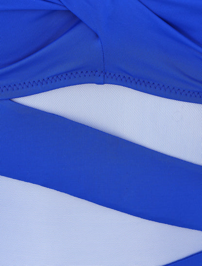 Maillot de bain à empiècements en tulle - Bleu électrique - 3