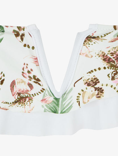 Bikini tropical à volants - Blanc - 3